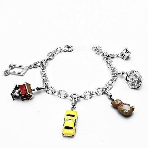 LOS604 - Silver 925 Sterling Silver Bracelet with Top Grade Crystal in Clear - Alamode - Flyclothing LLC