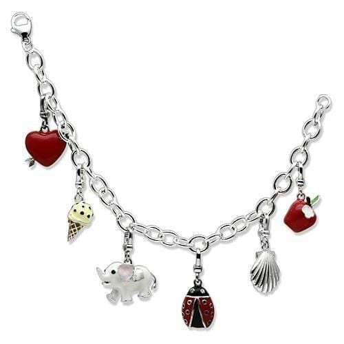 LOS606 - Silver 925 Sterling Silver Bracelet with Epoxy in Multi Color - Alamode - Flyclothing LLC