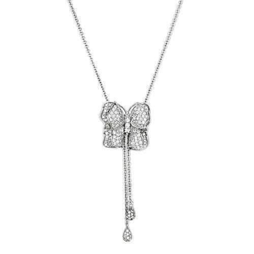 LOS608 - Silver 925 Sterling Silver Necklace with AAA Grade CZ in Clear - Alamode - Flyclothing LLC