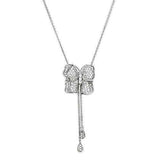 LOS608 - Silver 925 Sterling Silver Necklace with AAA Grade CZ in Clear - Alamode - Flyclothing LLC