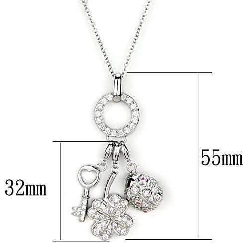 LOS609 - Silver 925 Sterling Silver Necklace with AAA Grade CZ in Multi Color - Alamode - Flyclothing LLC