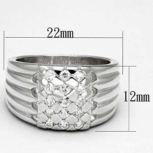LOS639 - Silver 925 Sterling Silver Ring with AAA Grade CZ in Clear - Alamode - Flyclothing LLC