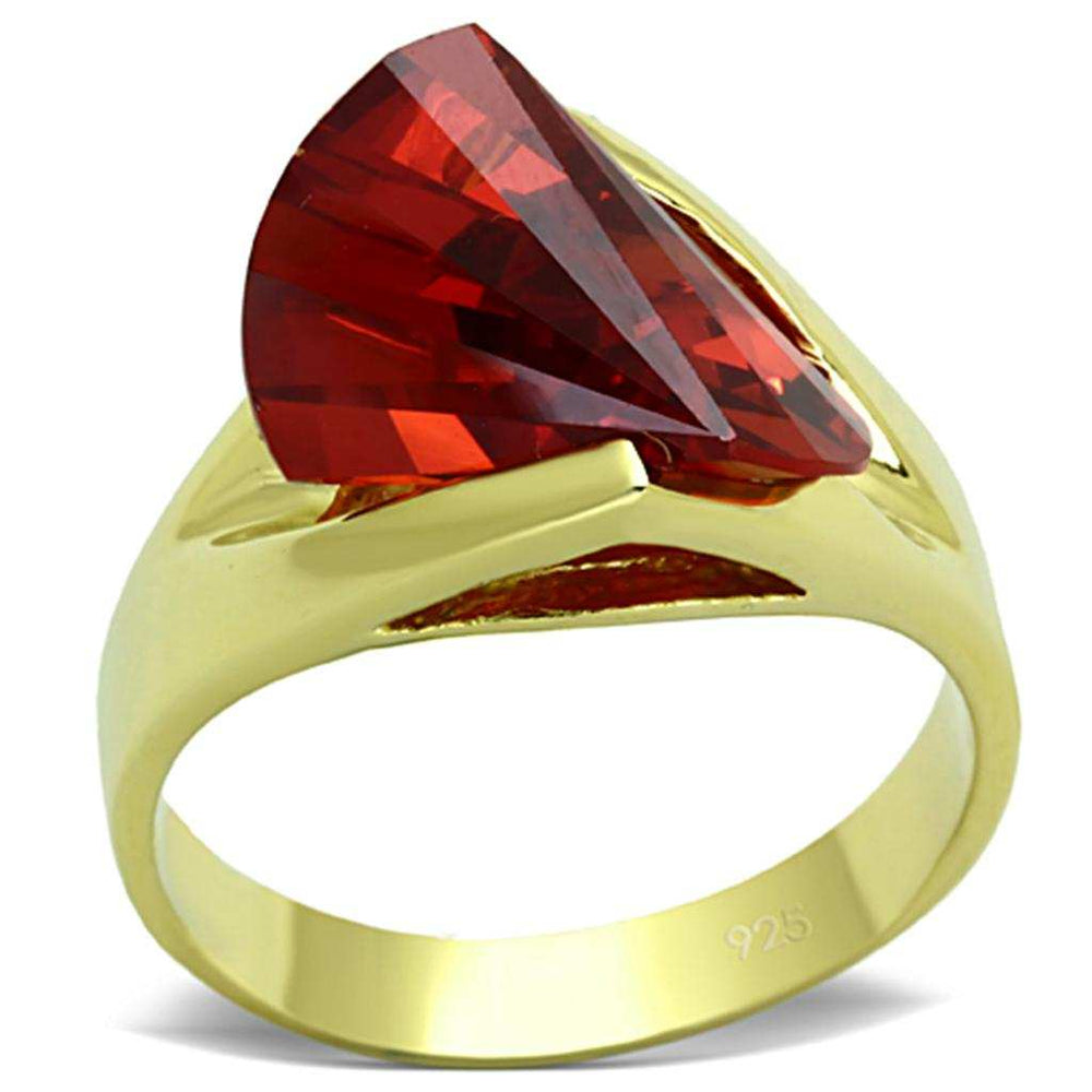LOS641 - Gold 925 Sterling Silver Ring with AAA Grade CZ in Garnet - Alamode - Flyclothing LLC