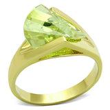 LOS647 - Gold 925 Sterling Silver Ring with AAA Grade CZ in Apple Green color - Alamode - Flyclothing LLC