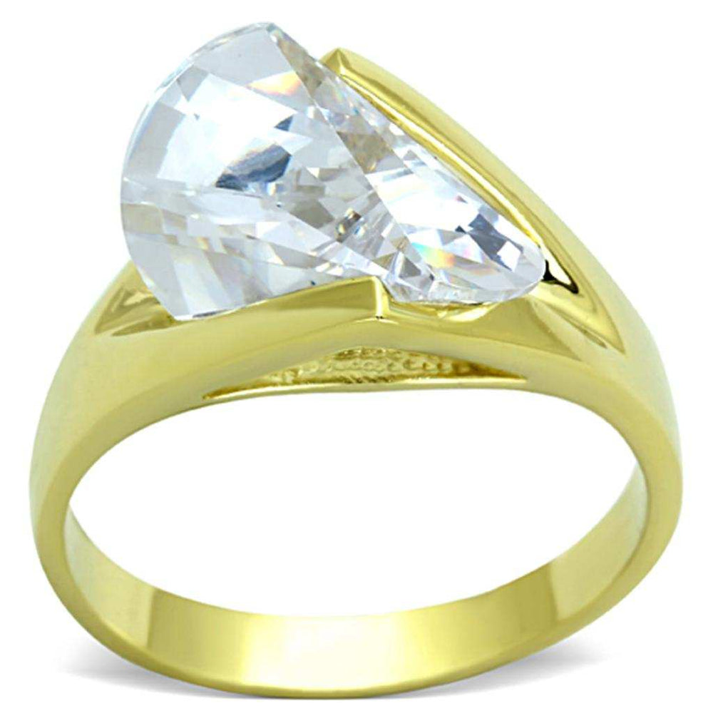 LOS651 - Gold 925 Sterling Silver Ring with AAA Grade CZ in Clear - Alamode - Flyclothing LLC