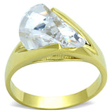 LOS651 - Gold 925 Sterling Silver Ring with AAA Grade CZ in Clear - Alamode - Flyclothing LLC