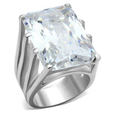 LOS666 - Silver 925 Sterling Silver Ring with AAA Grade CZ in Clear - Alamode - Flyclothing LLC