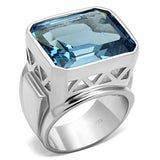 LOS669 - Silver 925 Sterling Silver Ring with Synthetic Spinel in Sea Blue - Alamode - Flyclothing LLC