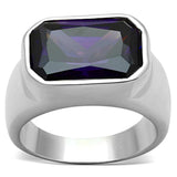 LOS672 - Silver 925 Sterling Silver Ring with AAA Grade CZ in Amethyst - Alamode - Flyclothing LLC