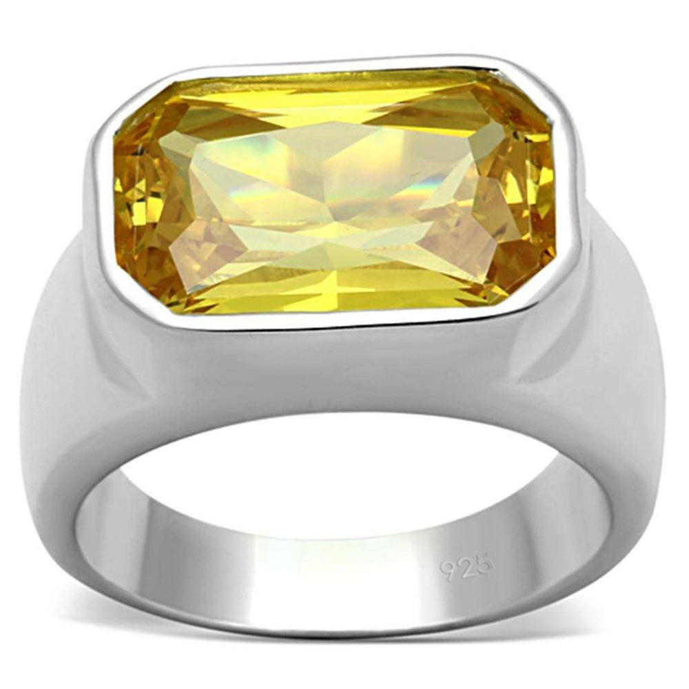 LOS674 - Silver 925 Sterling Silver Ring with AAA Grade CZ in Topaz - Alamode - Flyclothing LLC