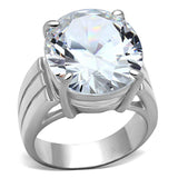 LOS675 - Silver 925 Sterling Silver Ring with AAA Grade CZ in Clear - Alamode - Flyclothing LLC