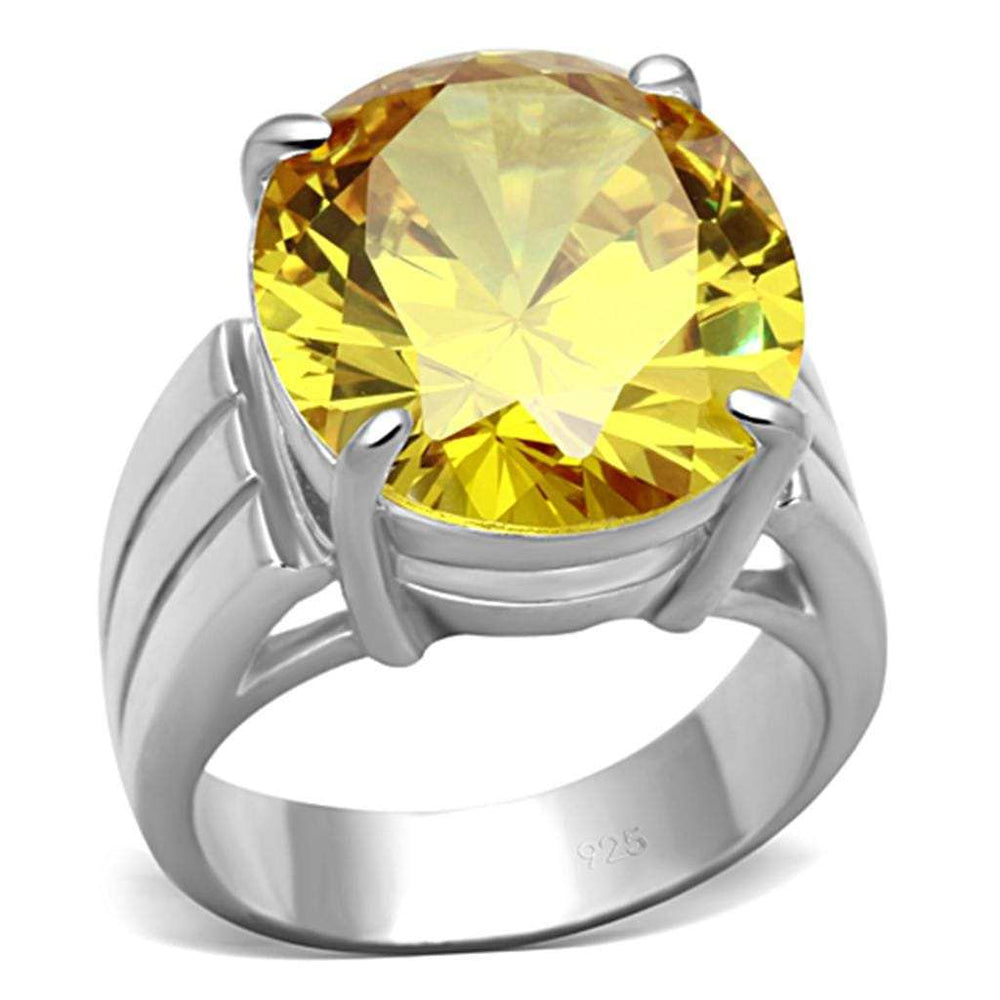 LOS677 - Silver 925 Sterling Silver Ring with AAA Grade CZ in Topaz - Alamode - Flyclothing LLC