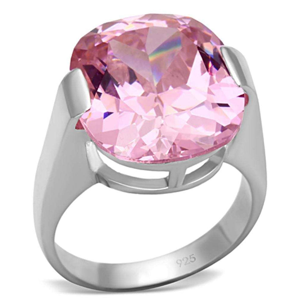 LOS686 - Silver 925 Sterling Silver Ring with AAA Grade CZ in Rose - Alamode - Flyclothing LLC