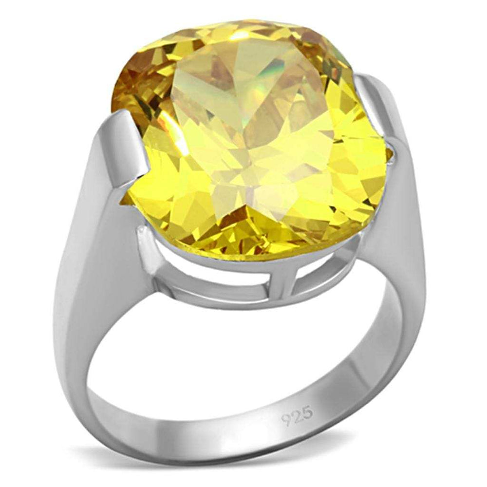 LOS689 - Silver 925 Sterling Silver Ring with AAA Grade CZ in Topaz - Alamode - Flyclothing LLC