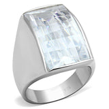 LOS690 - Silver 925 Sterling Silver Ring with AAA Grade CZ in Clear - Alamode - Flyclothing LLC