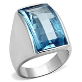 LOS691 - Silver 925 Sterling Silver Ring with Synthetic Spinel in Sea Blue - Alamode - Flyclothing LLC