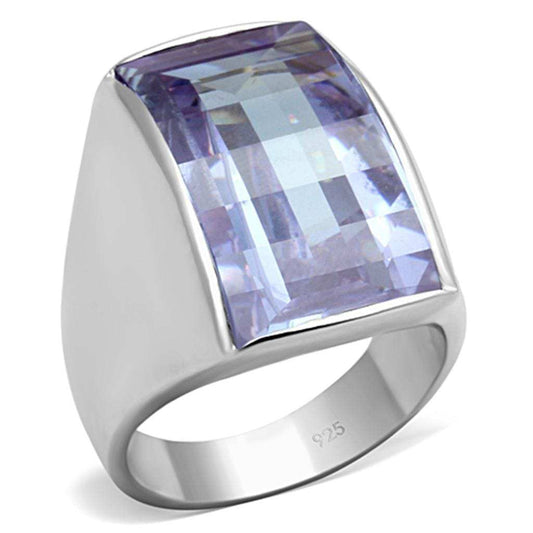 LOS692 - Silver 925 Sterling Silver Ring with AAA Grade CZ in Light Amethyst - Alamode - Flyclothing LLC