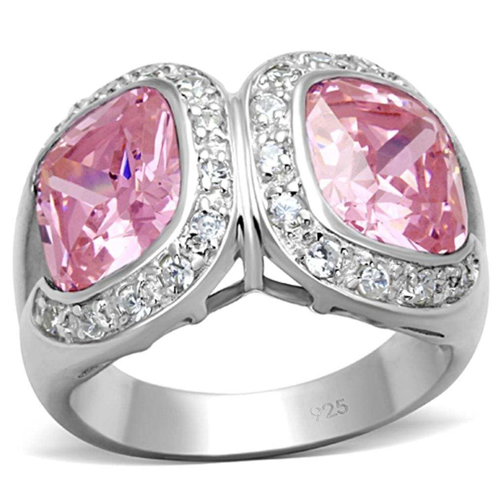 LOS697 - Silver 925 Sterling Silver Ring with AAA Grade CZ in Rose - Alamode - Flyclothing LLC