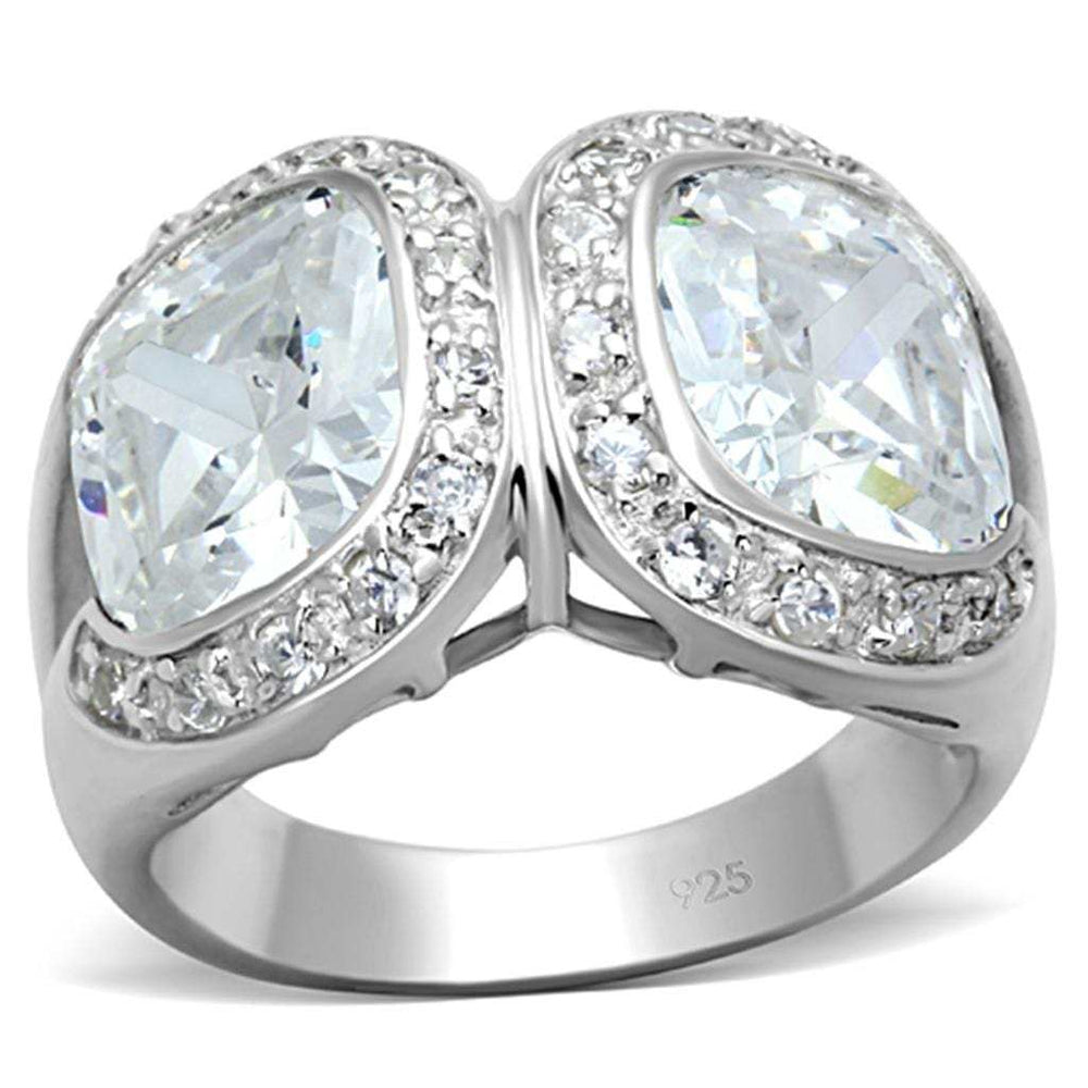 LOS698 - Silver 925 Sterling Silver Ring with AAA Grade CZ in Clear - Alamode - Flyclothing LLC