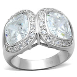 LOS698 - Silver 925 Sterling Silver Ring with AAA Grade CZ in Clear - Alamode - Flyclothing LLC