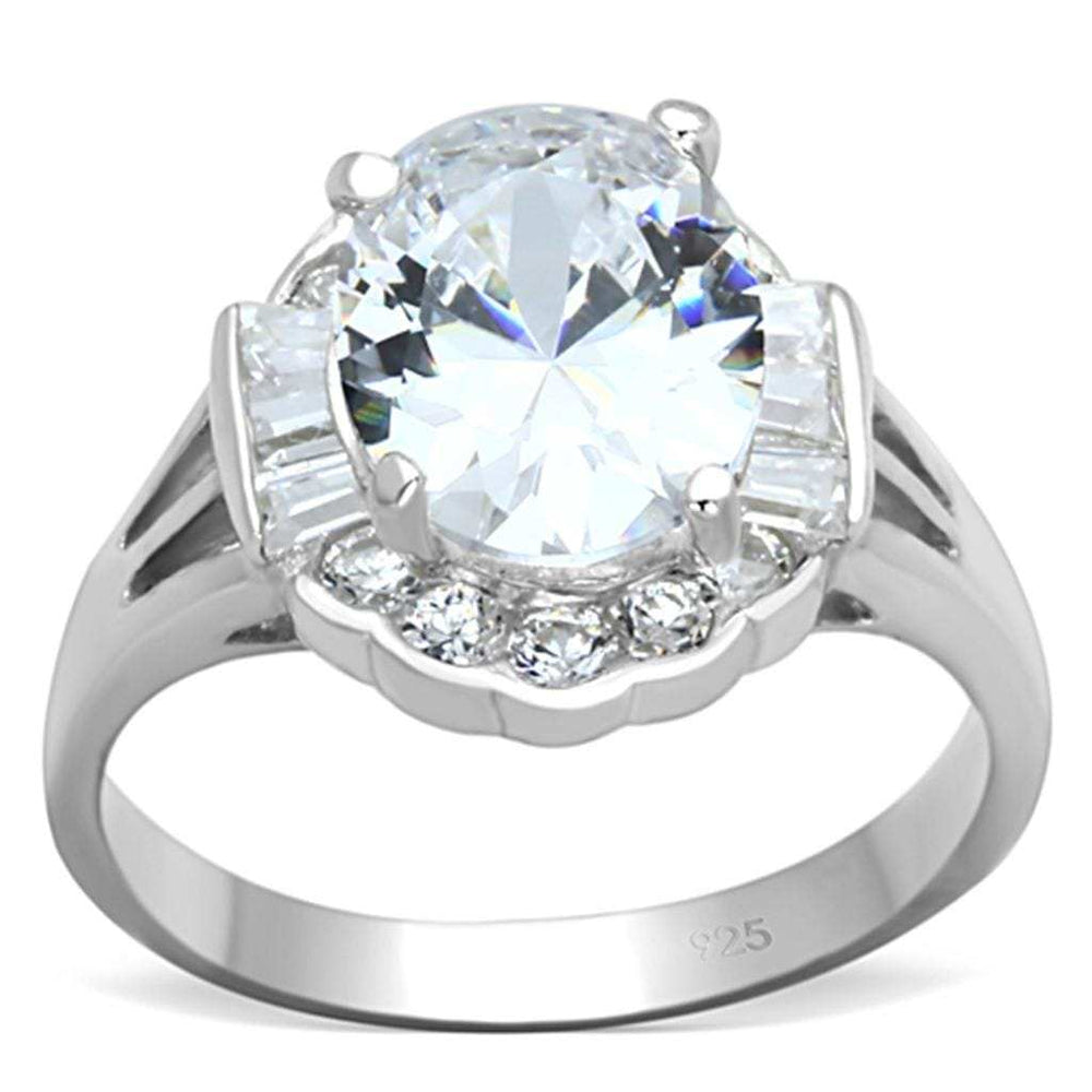 LOS701 - Silver 925 Sterling Silver Ring with AAA Grade CZ in Clear - Alamode - Flyclothing LLC