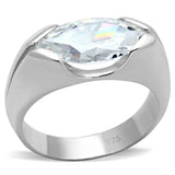 LOS704 - Silver 925 Sterling Silver Ring with AAA Grade CZ in Clear - Alamode - Flyclothing LLC