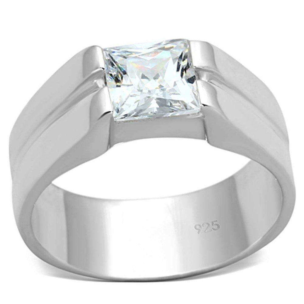 LOS708 - Silver 925 Sterling Silver Ring with AAA Grade CZ in Clear - Alamode - Flyclothing LLC