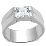 LOS708 - Silver 925 Sterling Silver Ring with AAA Grade CZ in Clear - Alamode - Flyclothing LLC