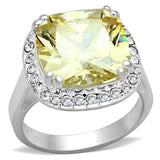 LOS718 - Silver 925 Sterling Silver Ring with AAA Grade CZ in Citrine Yellow - Alamode - Flyclothing LLC
