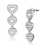 LOS722 - Rhodium 925 Sterling Silver Earrings with AAA Grade CZ in Clear - Alamode - Flyclothing LLC