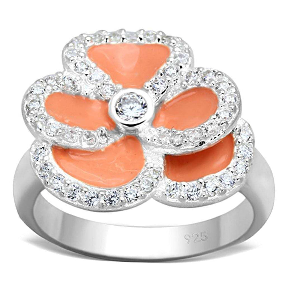 LOS725 - Silver 925 Sterling Silver Ring with AAA Grade CZ in Clear - Alamode - Flyclothing LLC