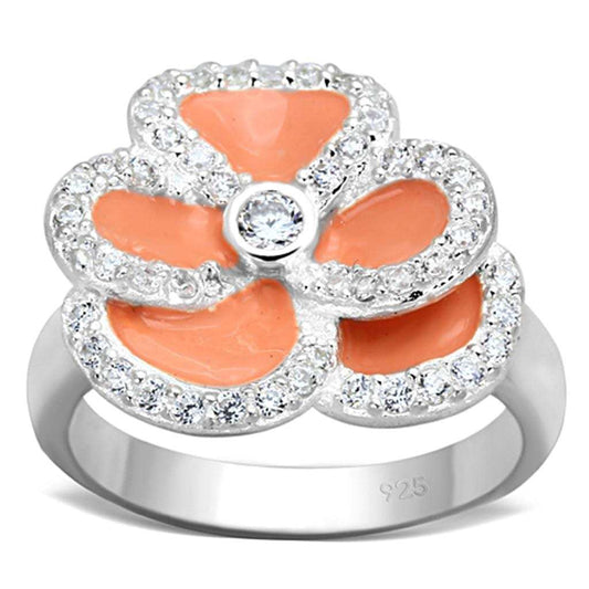 LOS725 - Silver 925 Sterling Silver Ring with AAA Grade CZ in Clear - Alamode - Flyclothing LLC