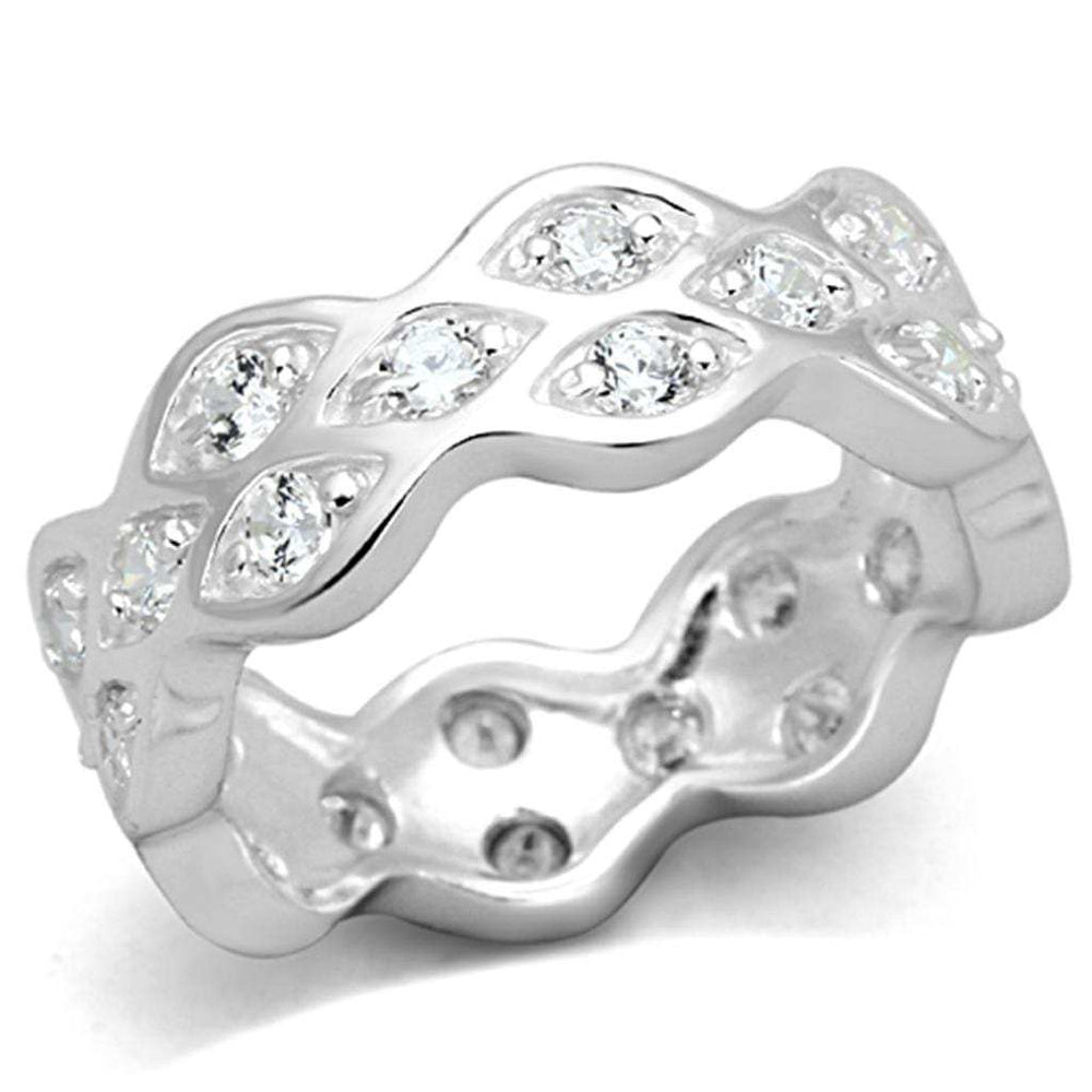 LOS727 - Rhodium 925 Sterling Silver Ring with AAA Grade CZ in Clear - Alamode - Flyclothing LLC