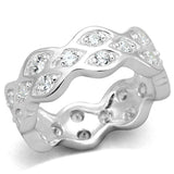 LOS727 - Rhodium 925 Sterling Silver Ring with AAA Grade CZ in Clear - Alamode - Flyclothing LLC