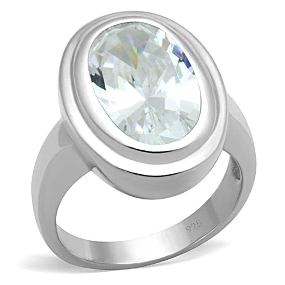 LOS728 - Silver 925 Sterling Silver Ring with AAA Grade CZ in Clear - Alamode - Flyclothing LLC