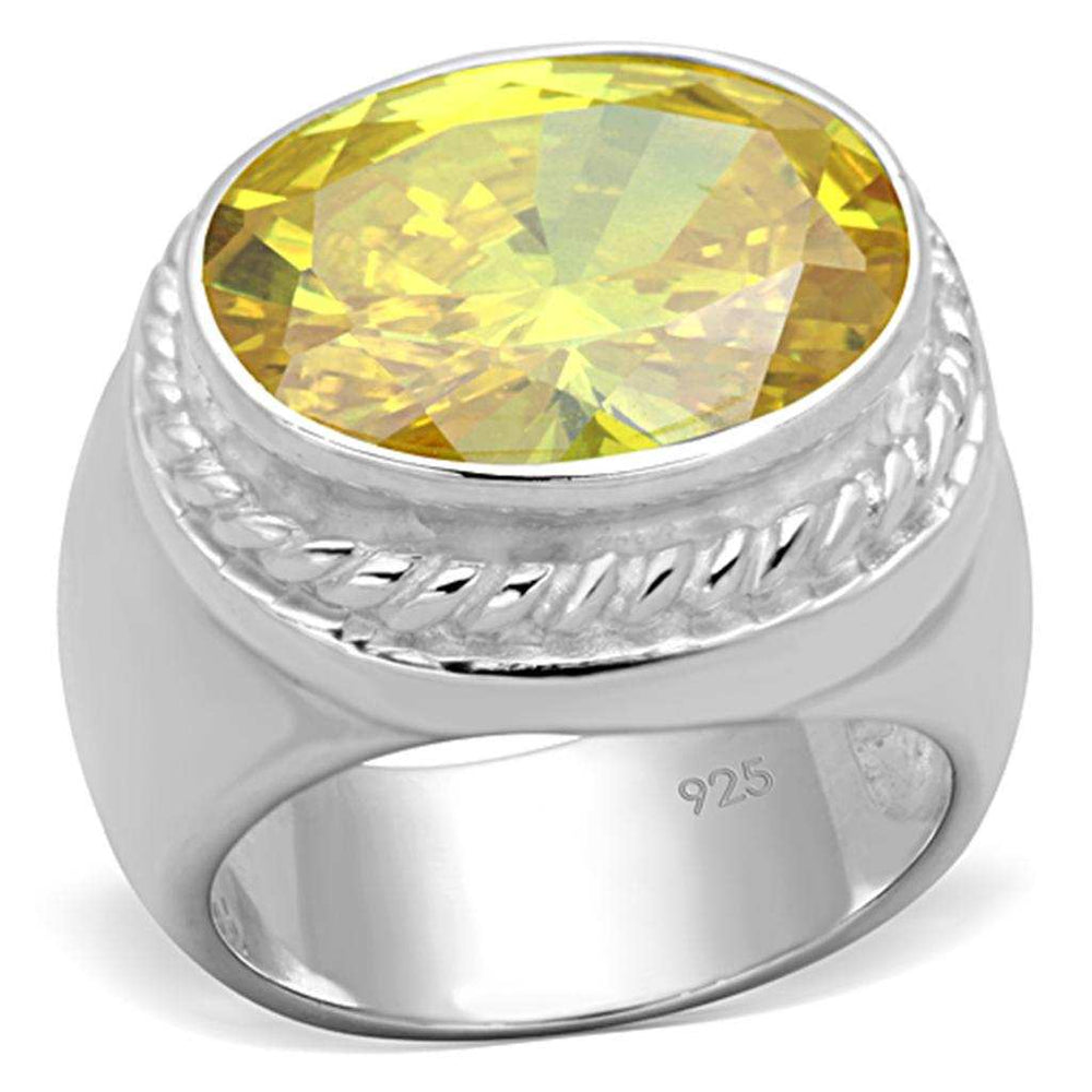LOS731 - Silver 925 Sterling Silver Ring with AAA Grade CZ in Topaz - Alamode - Flyclothing LLC