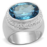 LOS732 - Silver 925 Sterling Silver Ring with Synthetic Spinel in Sea Blue - Alamode - Flyclothing LLC
