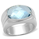 LOS735 - Silver 925 Sterling Silver Ring with Synthetic Spinel in Sea Blue - Alamode - Flyclothing LLC