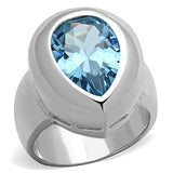 LOS739 - Silver 925 Sterling Silver Ring with Synthetic Spinel in Sea Blue - Alamode - Flyclothing LLC