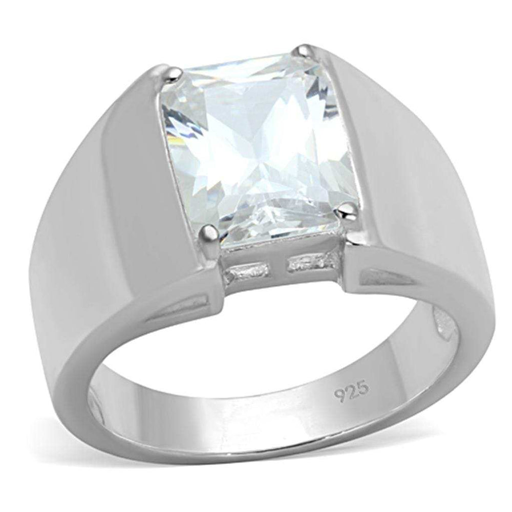 LOS741 - Silver 925 Sterling Silver Ring with AAA Grade CZ in Clear - Alamode - Flyclothing LLC