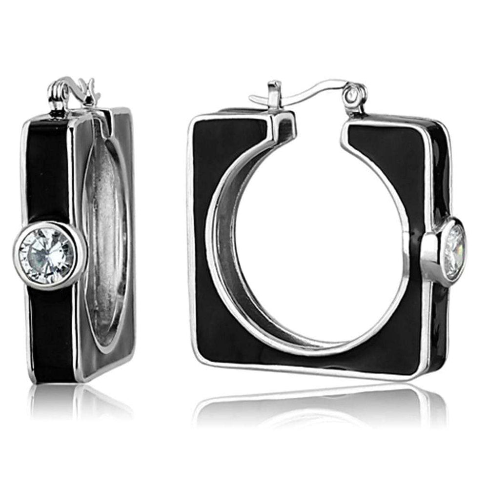 LOS754 - Rhodium 925 Sterling Silver Earrings with AAA Grade CZ in Clear - Alamode - Flyclothing LLC