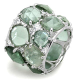 LOS764 - Rhodium 925 Sterling Silver Ring with Synthetic Synthetic Glass in Emerald - Alamode - Flyclothing LLC