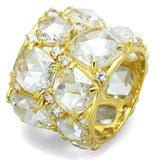 LOS765 - Gold 925 Sterling Silver Ring with AAA Grade CZ in Clear - Alamode - Flyclothing LLC