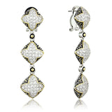 LOS777 - Reverse Two-Tone 925 Sterling Silver Earrings with AAA Grade CZ in Clear - Alamode - Flyclothing LLC