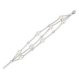LOS781 - Rhodium 925 Sterling Silver Bracelet with Synthetic Pearl in White - Alamode - Flyclothing LLC
