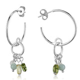 LOS788 - Silver 925 Sterling Silver Earrings with Synthetic Glass Bead in Multi Color - Alamode - Flyclothing LLC