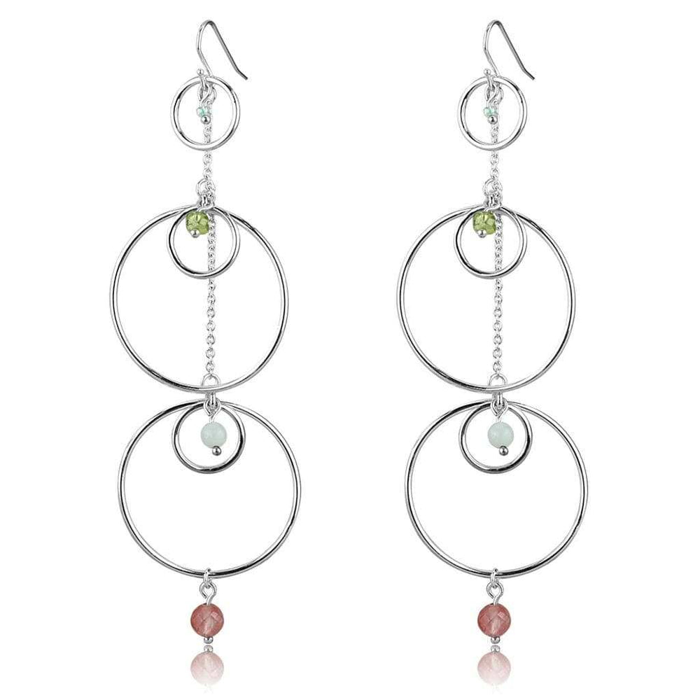 LOS789 - Silver 925 Sterling Silver Earrings with Synthetic Jade in Multi Color - Alamode - Flyclothing LLC