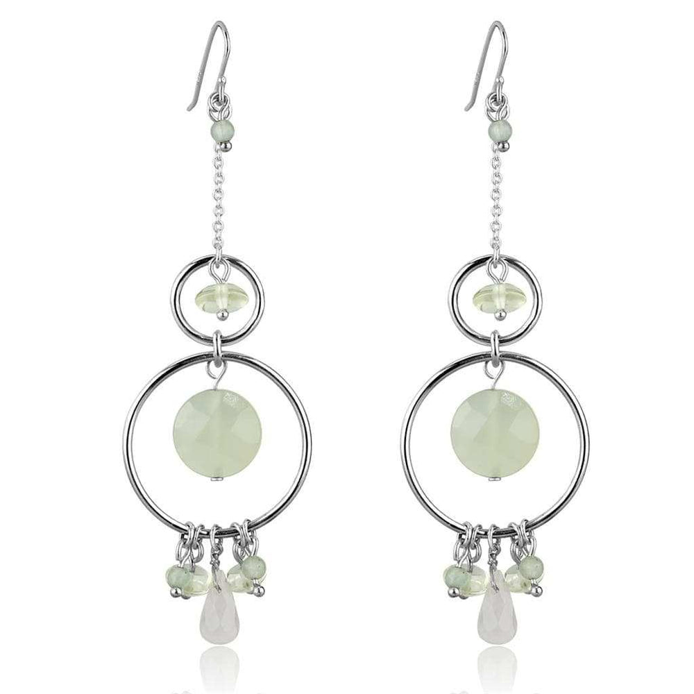 LOS791 - Silver 925 Sterling Silver Earrings with Synthetic Jade in Multi Color - Alamode - Flyclothing LLC