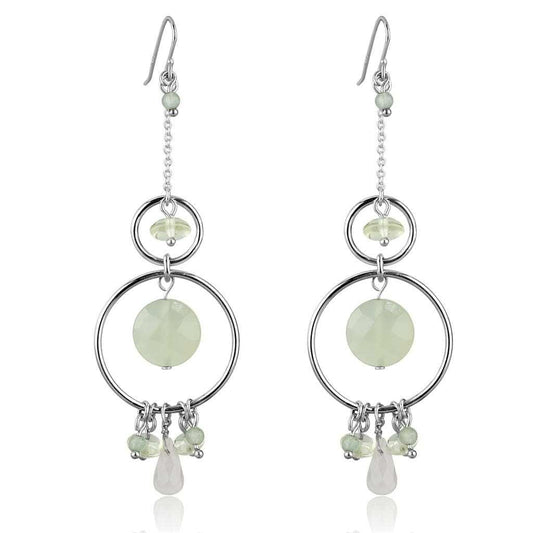 LOS791 - Silver 925 Sterling Silver Earrings with Synthetic Jade in Multi Color - Alamode - Flyclothing LLC