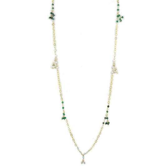 LOS793 - Matte Gold 925 Sterling Silver Necklace with Synthetic Turquoise in Multi Color - Alamode - Flyclothing LLC
